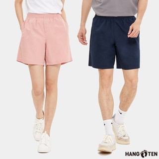 【Hang Ten】男女裝-RELAXED FIT100%純棉透氣平紋布鬆緊短褲(多色選)