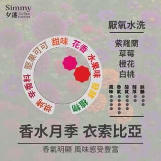 夕迷咖啡｜（中淺焙）衣索比亞 香水月季 厭氧水洗｜深色花香、白桃、橙花｜精品咖啡、濾掛咖啡、冠軍咖啡
