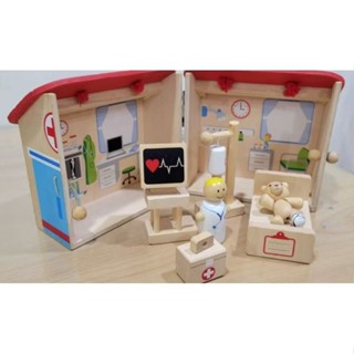 二手 英國Bighigs Toys 手提迷你醫院 兒童木質玩具 家家酒