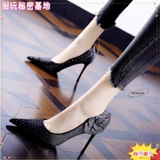 ❤ 臺灣熱銷❤尖頭 水鑽 設計 高跟 花朵鑽 紅底 細跟 單 女