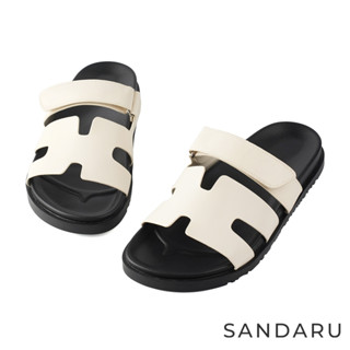 山打努SANDARU-拖鞋 拼接H字微厚底休閒涼鞋