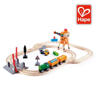 德國Hape 火車軌道起重機組(軌道玩具/兒童禮物/益智玩具/彌月禮/生日禮/學齡前早教玩具)
