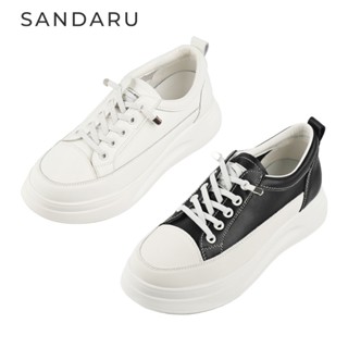 山打努SANDARU-小白鞋 真皮免綁帶厚底休閒鞋