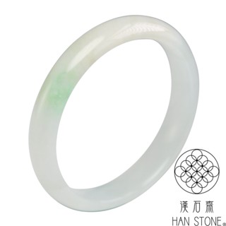 【漢石齋】天然翡翠A貨 手鐲玉鐲 冰糯種飄花帶辣綠(手圍17.2/版寬10.6mm)