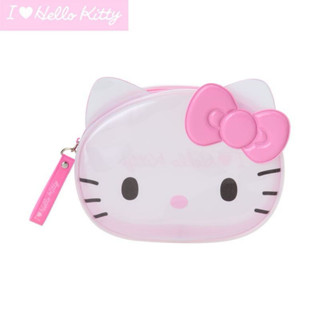 ［翹鬍子］日本 三麗鷗 kitty 透明 防水 頭型 化妝包 收納包 拉鏈包 萬用包 小物包