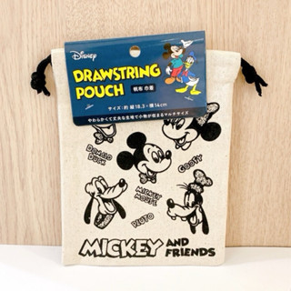 日本帶回～Disney迪士尼 MICKEY 米奇家族 米奇好朋友 帆布束口袋 縮口袋 收納袋 抽繩袋 帆布 巾著