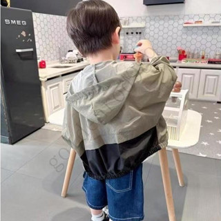 限時下殺🧄 兒童防曬衣 男童連帽外套 兒童連帽防曬衣 夏季薄款外套 男童拚色連帽防曬衣兒童夏裝薄款長袖上衣