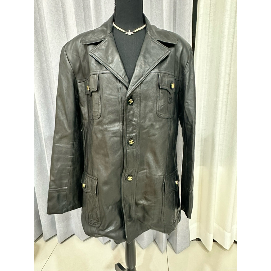 Vintage專櫃精品香奈兒CHANEL 長版小羊皮皮衣。法國製。40碼