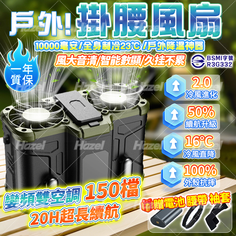 🚀隔日到貨&超強製冷🌬️四核雙風扇 腰掛風扇 戶外風扇 USB腰掛風扇 隨身風扇 腰間風扇 手持風扇 可拆卸電池 長續航