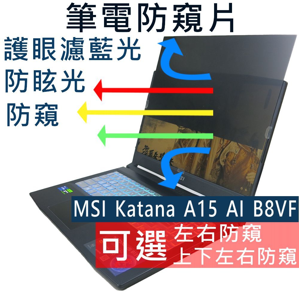 【Ezstick】MSI Katana A15 AI B8VF 防藍光 防眩光 防窺膜 防窺片