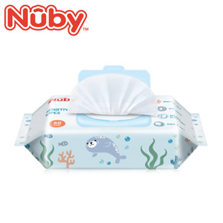 【NUBY】海洋系列極厚柔濕巾（60抽／4包）／七層淨水過濾EDI水／不含酒精、香精／超柔加寬加厚水針不織布／臺灣公司貨