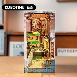2025 爆款DIY 3D立體拼圖 手工大片木製模型 兒童益智積木玩具 高難度拼裝擺件 立體拼圖實木櫻花電車書立 生日禮