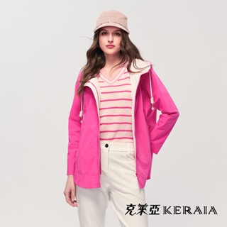 【KERAIA 克萊亞】粉櫻雨後輕舞曲風衣連帽外套