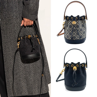 現貨 九成新 TORY BURCH T Monogram 迷你壓花手提 肩背水桶包