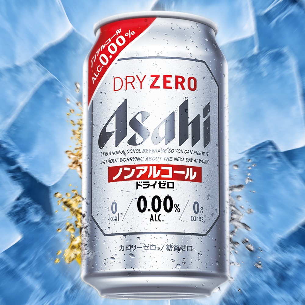 【Asahi朝日啤酒】日本原裝進口 DRY ZERO 0%無零酒精啤酒風味碳酸飲料 350ml 低卡低熱量無糖濃氣泡汽水