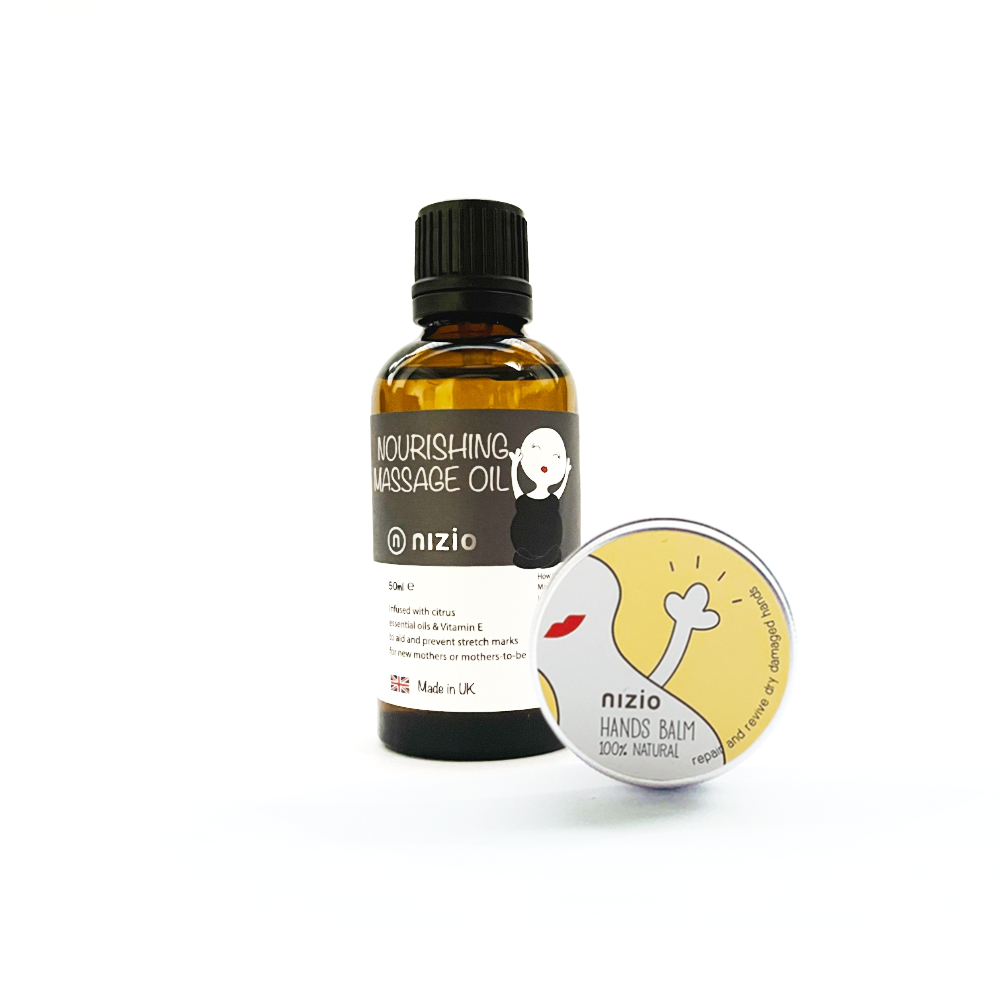 nizio 手粗粗柔嫩膏25g+英國伊蘭奇蹟撫紋按摩油50ml