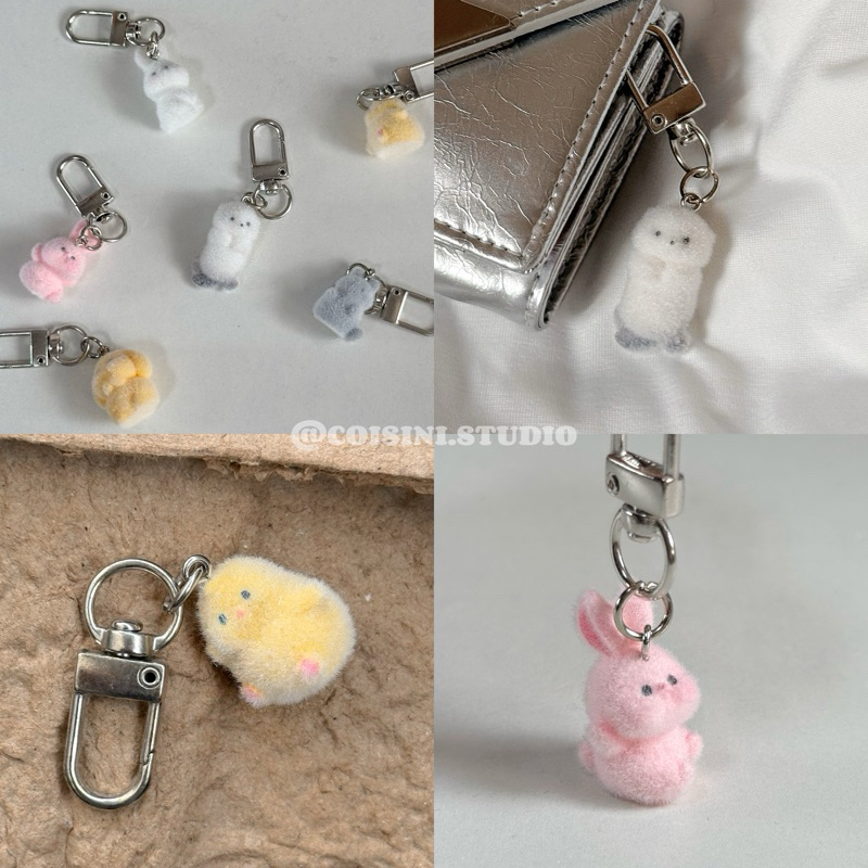 COISINI ♡̴｜「現貨」ins可愛植絨小動物吊飾🐰 掛飾 小兔 AirPods 鑰匙扣 掛件 吊飾