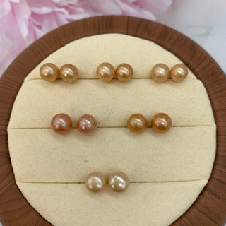 🎀小小飾品🎀天然海水珍珠耳環金珍珠S925純銀耳環耳釘款 正圓珠、饅頭圓