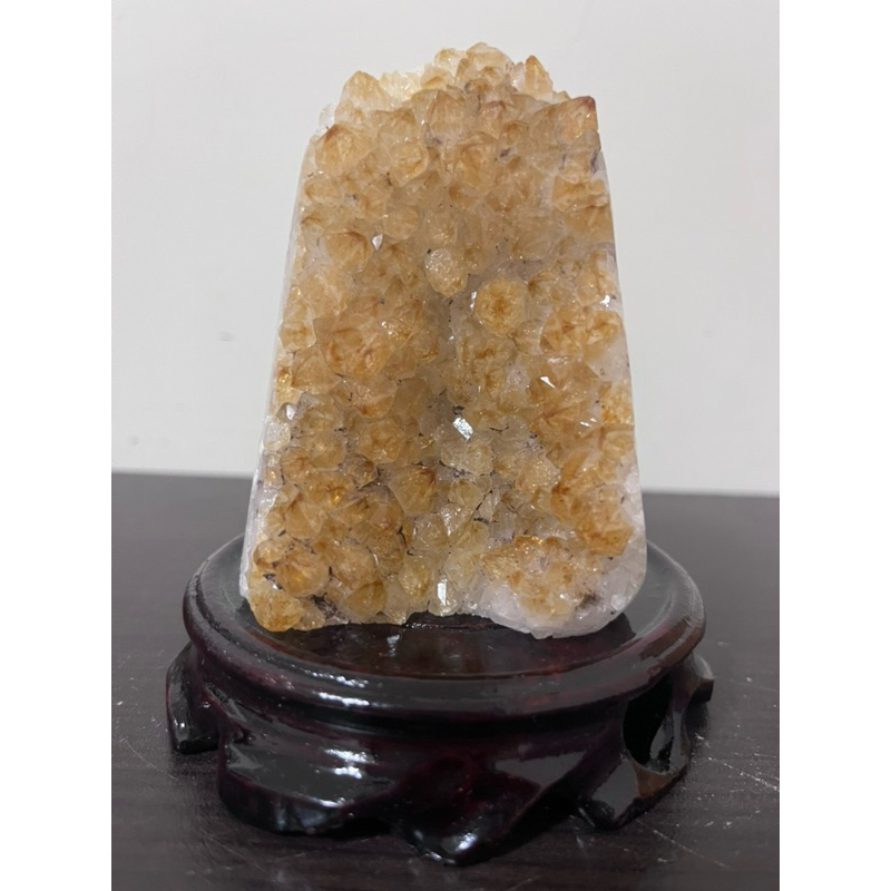 💯實物拍攝 黃水晶鎮457g（檸檬黃小透光含座）天然黃晶鎮風水擺件黃水晶消磁净化招財原礦