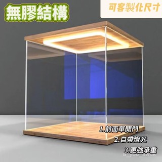 【廠家直銷 可客製化】公仔展示盒 亞剋力迴型燈展示盒 樂高手辦木質防塵罩 高達可開門多尺寸收納罩 透明展示盒 公仔收納盒