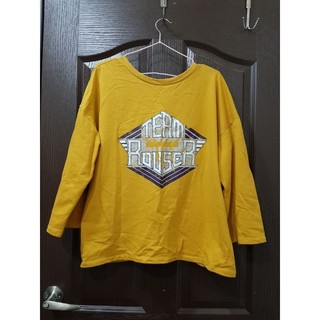 近全新寬鬆NET棉質長袖T-shirt開衩T-shirt