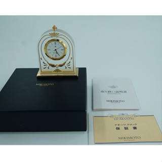 日本 Mikimoto 御木本 真品 擺件 珍珠 時鐘 桌鐘 金邊 吊飾