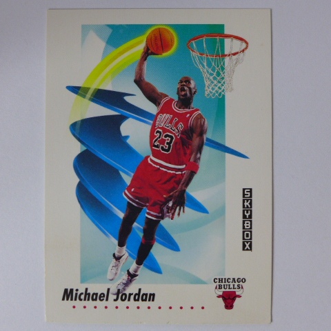 ~Michael Jordan/麥可·喬丹/黑耶穌/MJ空中飛人~1991年SkyBox.火球造型飛天灌籃.NBA籃球卡