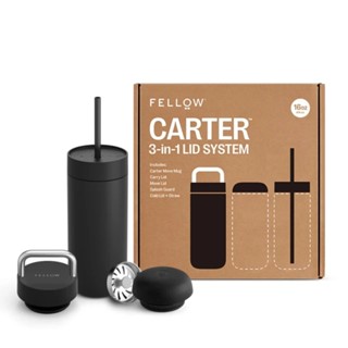 贈杯刷 『FELLOW』CARTER KIT-卡特保溫瓶限定禮盒組 (一杯三蓋) 474ml 藏藍/ 霧面白/ 磨砂黑