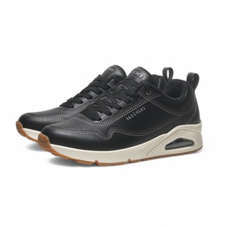 SKECHERS 休閒鞋 UNO 黑 皮革 氣墊 記憶鞋墊 男 183014BLK