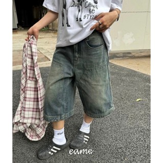 『EAME』美式 街頭 結構 畫家風 水洗 牛仔 立體裁剪 七分褲 寬鬆版型 短褲 闊腿 膝下 男女皆可