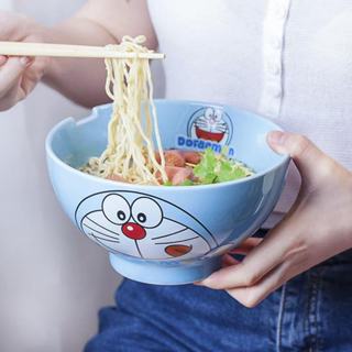 【臺灣優選】哆啦a夢 KT貓 泡麵碗 學生宿捨易清洗 陶瓷 7寸大碗 湯碗 馬克杯 卡通麵碗