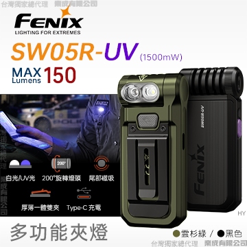 【IUHT】Fenix SW05R-UV 多功能夾燈