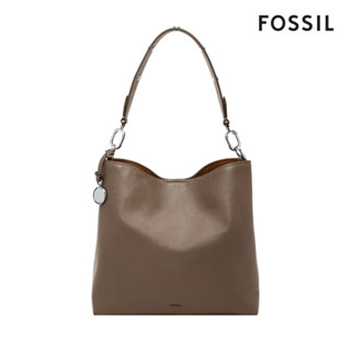 【FOSSIL 官方旗艦館】Jessie 真皮肩背水桶包-煙灰色 ZB11003793