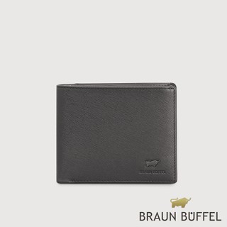 【BRAUN BUFFEL】艾康-A-TW 9卡中間翻零錢袋短夾-黑色(德國小金牛台灣總代理)/BF571-318-BK