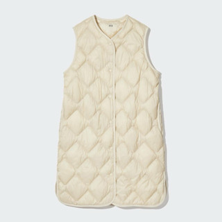 Uniqlo女裝超輕型羽絨長款背心-日本限定款 / 米白 / M（二手九成新出清）