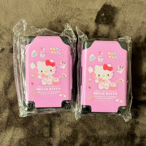 [破盤激安價] 三麗鷗 正版雷標 Hello Kitty 50周年 行李箱造型 文具盒 收納盒
