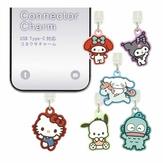 吾人智販 日本平行輸入 USB Type-C 相容連接器吊飾 防塵套 Hello Kitty 美樂蒂 酷洛米 人魚漢頓