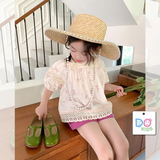 DO Kids童裝 臺灣現貨-韓版民族風娃娃杉 女童裝 兒童 夏季新品 中小童 短袖 上衣 長褲 套裝