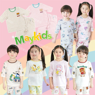 🎉現貨🎉2025春夏新款~韓國Maykids~無螢光棉兒童.男童.女童七分袖竹節棉、緹花居家服.家居服.睡衣~姊弟服