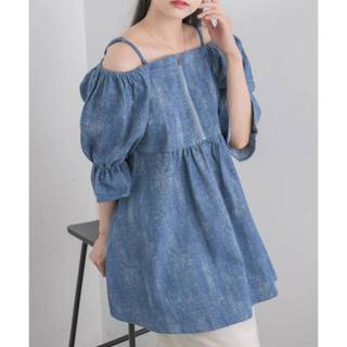 日本代購 RETRO GIRL 荷葉袖拉鍊上衣 襯衫 造型上衣