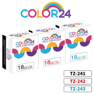 COLOR24 for Brother 18mm 黑字藍字紅字 白底 相容副廠標籤帶 PT-P900W PT-P700