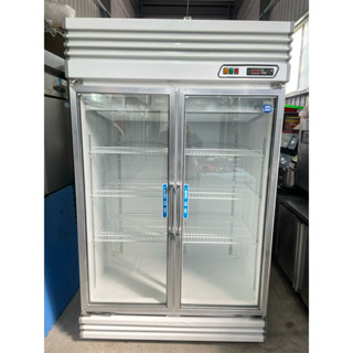 【上豪冷凍餐飲裝置】雙門玻璃冷藏風冷冰箱220V.二門展示.營業用.二手.中古