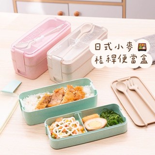 現貨✨ 小麥秸稈餐盒 便當盒 可微波便當盒 附餐具 分隔便當盒 上班族便當盒 野餐便當盒 防漏設計