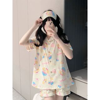 「 夏夏XIAXIA 」韓系ins風夏天款睡衣套裝女 新款可外穿家居服 短袖短褲睡衣女 可愛甜美女生睡衣 小狗印花睡衣女