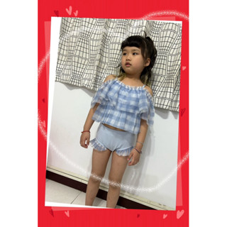 （581)Fei Fei🌻 2025春夏新款🌻 香水娜娜 58151 格⼦網紗泳衣套裝 90-140