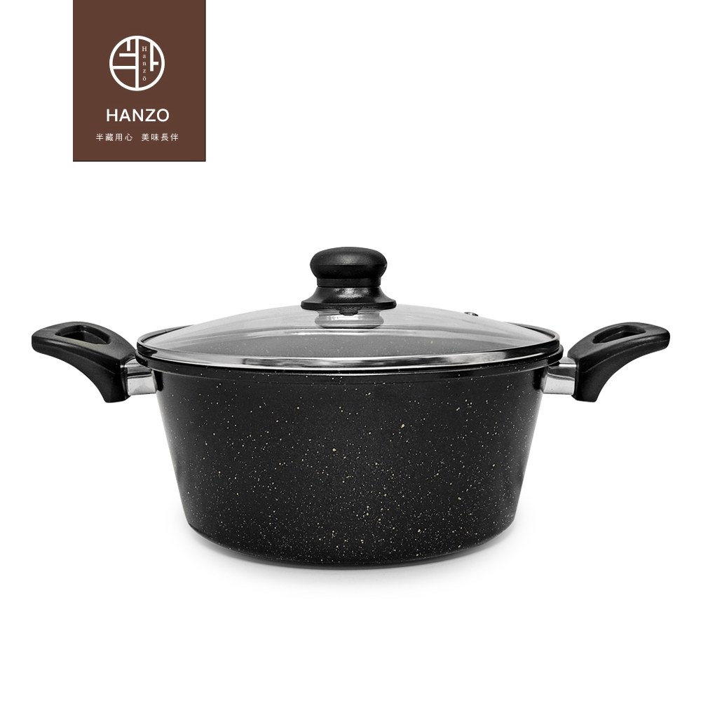 【HANZO】麥飯石不沾湯鍋(含蓋)24cm
