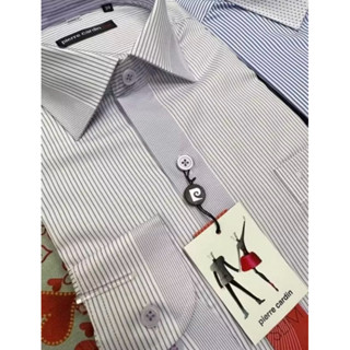 Pierre Cardin 皮爾卡登合身版長袖襯衫 粉紫線條型男襯衫