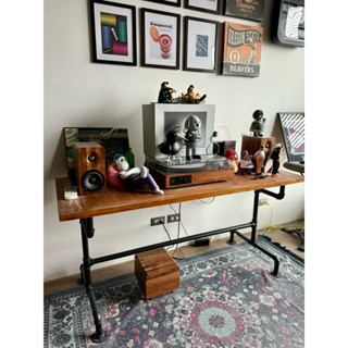 loft 工業風 實木拼裝層板餐桌 鐵水管腳 W150xD60xH75cm 厚度3公分