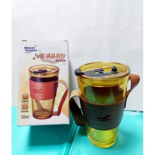 🆕️🈶️現貨 妙管家 手提玻璃晶靚杯 500ml 附皮革杯套