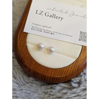 「Lz Gallery」8-9mm/7-8mm天然淡水珍珠耳環正圓白透純銀耳環